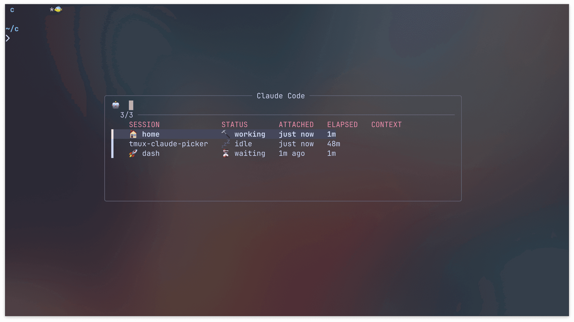 tmux-claude-picker plugin